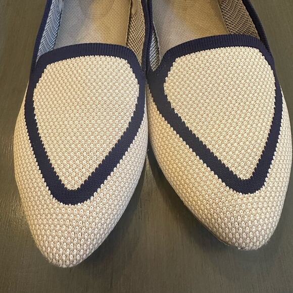 BIRDIES Blackbird Washable Knit Flats Eggshell & Navy - Picture 6 of 9